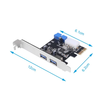 Noul USB 3.0 PCI-E Card de Expansiune Adaptor Extern, 2 Porturi USB3.0 Hub Intern 19pin Antet PCI-E Card 4pin IDE Conector de Alimentare