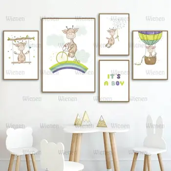 Panza Pictura Desene animate Drăguț Curcubeu Vaca de Papadie Poze Decor Acasă Postere de Perete pentru camere de Copii Acasă Nici un Cadru