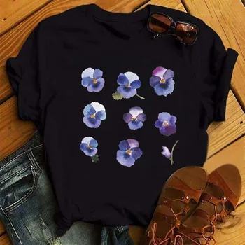 Femei Floare Amuzant Grafice Imprimate 90 Drăguț de Vară de Primăvară Tendință de Moda Casual Imprimare Haine de sex Feminin Topuri Tricouri Tricou T-Shirt