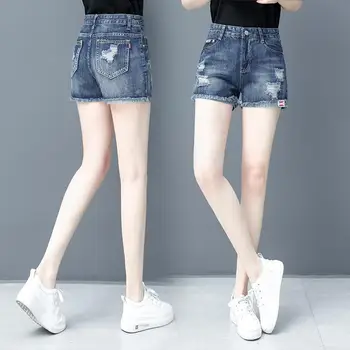 Moda fierbinte Rupt de Epocă Vrac Pantaloni scurți pentru Plus Dimensiune Vara coreean Casual Femei Jean pantaloni Scurți din Denim de sex Feminin Largi Picior Talie Mare