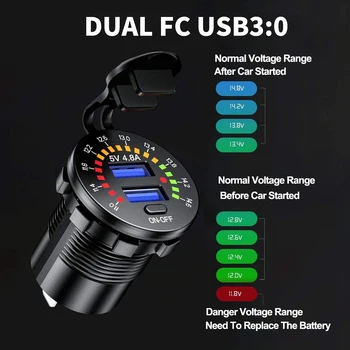 Dual USB 4.8 O Brichetă Impermeabil Universal Auto Motociclete Încărcător Brichetă Prize Dual USB Încărcător Comutator ON/Off