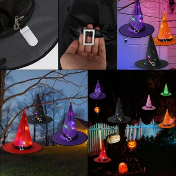 MEIDDING Decor de Halloween Pentru Casa Gradina Vrăjitoare Pălărie de Lumină LED-uri Stralucitoare, Palarie Petrecere de Halloween Decor Gradina Decor în aer liber