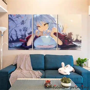 6designs 3pcs Anime Japonez Care Timp am Reîncarnat Ca Un Noroi Poster Fată Anime Drăguț Artă Panza Pictura pe Perete Decor Acasă