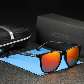 KDEAM TR90 Material Pătrat Bărbați ochelari de Soare Polarizat de Ajustare Primăvară Balamale de Conducere Polaroid Ochelari de Soare Cu Fermoar Cutie KD033