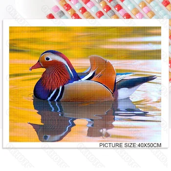 Animale Broderie Diamant Pictura Mandarin Rață Acasă Decorare Autocolant Perete Dragoste Pasăre Cusatura Cruce Mozaic Imagine