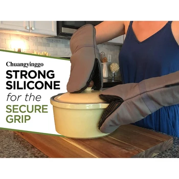 Chuangyinggo Bucătărie mănuși de Silicon Mănuși de Cuptor, Mâner Fierbinte Obiecte de Bucătărie în condiții de Siguranță, Non-Alunecare Silicon Bucătărie mănuși Izolate cu