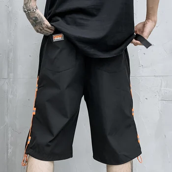 2021 Vară Jumătate pantaloni barbati cargo short culoarea Negru High street stil coreean