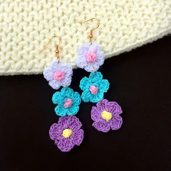Noi Creative Drăguț Flori Legăna Cercei Picătură Macarons Colorate de Lână Panglica Modele pentru Femei, Fete Dulci Partid Cadouri Bijuterii