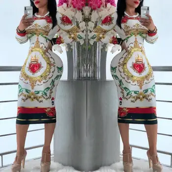 FORUDESIGNS Femei de Moda de Înaltă Elastic Rochii Femei Polineziene Flori de Palmier Design Doamnelor Toamna Mâneci Lungi Tricouri Mujer