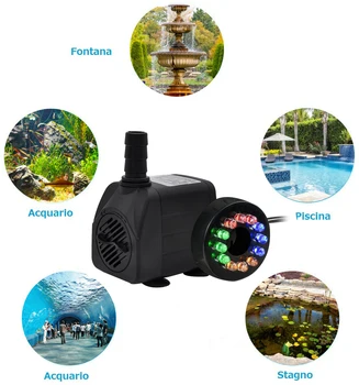 220V 10W Mini Pompa de Apa Cu 12 LED-uri de Culoare de Lumină Ultra Liniștită Submersibile Apa Pompa Fantana Pentru Iaz cu Pești de Acvariu Rezervor de Pește
