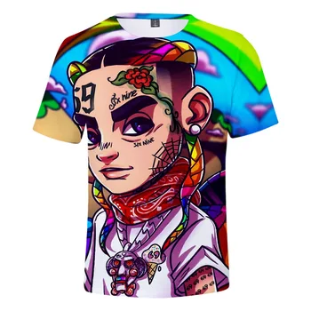 Hip Hop Rapper 69 6ix9ine Tekashi69 3D Imprimate T-Shirt Femei Barbati Moda de Vara O-gat Maneci Scurte Amuzante Tricouri Grafice Tees