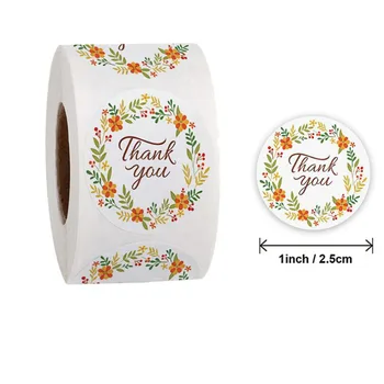 500pcs de Flori în formă de Inimă Vă Mulțumesc Manual Hârtie Kraft Autocolant 25mm de Copt Rotunda Autocolant Decor de Nunta Petrecere Papetărie