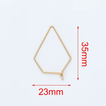 10buc Geometrice Hoop Cercel 35x23mm, Aur 18K placat cu Alamă, Sârmă Urechea Componente (GB-705-1)