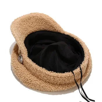 Nou Stil de Cașmir PĂLĂRIE MARINA Femei Toamna Iarna Pălărie Îngroșat Cald Flat Top Șapcă de Baseball Moda Octogonal Pălărie