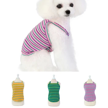 Primăvară-Vară Drăguț Bretele Consumabile Pentru Animale De Companie Bare De Culoare Drăguț Moda Dungi Haine De Câine Clasic De Bumbac Confortabil Bretele