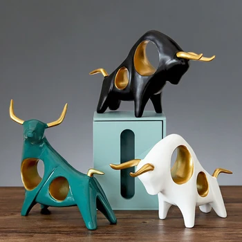 2021 Noi Nordic Rășină Taur Ornament Creative luptele cu Tauri Sculptura Bold Norocos Ox Figurina Decor Acasă TV Cabinet Abstract Meserii