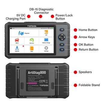 Topdon Artidiag800 Instrumente de Diagnosticare Auto Toate Sistemul OBD2 Scanner Pentru Masina Diagnosticul 2G 16G Resetare Ulei/DPF/IMMO
