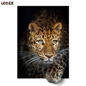 LCOZX 5D DIY Diamant Pictura Kit Animale Full Pătrat de Gaurit cu Diamant Broderie Cusatura Cruce Leopard Mozaic Tigru Cadou Handmade