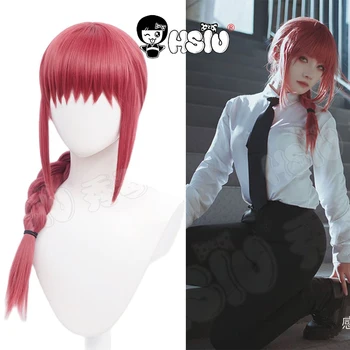 Makima Peruca cosplay Anime Drujba Om Cosplay LUNA trandafir rosu Impletituri par Lung+cadou Gratuit de brand capac de peruca