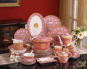Europene geamuri chineză os portelan tacamuri set 58 cap ceramic Vest tacamuri placa castron lingura de cafea