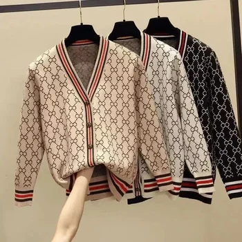 Femei tricotate cardigan jacheta 2021 primăvară și de toamnă nou stil coreean liber retro jacquard exterior pulover subtire trend