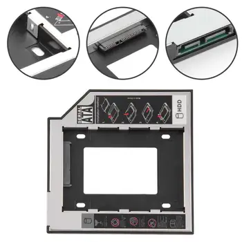 De aluminiu al 2-lea Hard Drive Caddy Interfata SATA Hard Disk Caz Caddy Pentru SATA HDD SATAII SDD De 9.5 mm grosime DVD-ROM Laptop