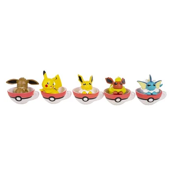 5 Buc/Set 3.5 cm Pokemon Figura Anime Pikachu Eevee Vaporeon Jolteon Flareon Forma Cupa Papusi Model de Colectie Decor Jucarie Cadou