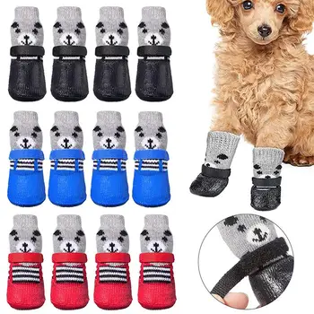 4buc/Set Impermeabil Câine de Companie Pantofi Anti-Alunecare Cizme de Ploaie Încălțăminte Pentru Câini de talie Mică Pisici Chihuahua, Yorkie Puppy Dog Șosete Papuceii