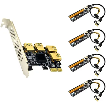 PCI-E 1 la 4 USB3.0 Card de Expansiune+4XPCIE 1X la 16X 6pini Imagine Card de Extensie Cablu Adaptor Set de Carte pentru BTC Mining