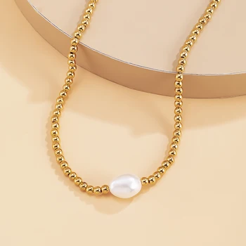 SHIXIN de Aur/Argint de Culoare Margele Mici Scurtă, Cravată Colier pentru Femei de Moda 2021 Coliere de Perle Bijuterii pentru Gât Guler Fete