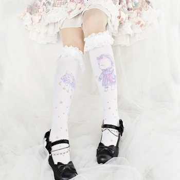 Japoneze Lolita din dantela poate Ailei Si Lolita cat Șosete șosete până la genunchi bottom sosete femei semi-cilindric