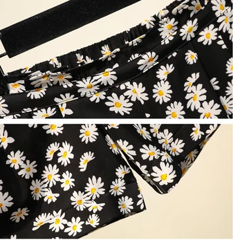 Daisy Șifon Florale Largi Picior Plus Dimensiune 5Xl Mare Moda Zevity de Bază Talie Mare Vara pentru Femei Imbracaminte Casual pantaloni Scurți 2021