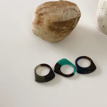 2021 coreene Noi, Vintage Rasina Verde Geometrice Rotunde Inele pentru Femei Fete Simple Cadouri Bijuterii
