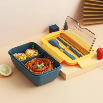 Cuptor cu microunde Cutie de Prânz Set Divizia 1100ml Container pentru Alimente Sănătoase masa de Prânz Cutii Bento Cutia cu Linguri Betisoarele Tacâmuri