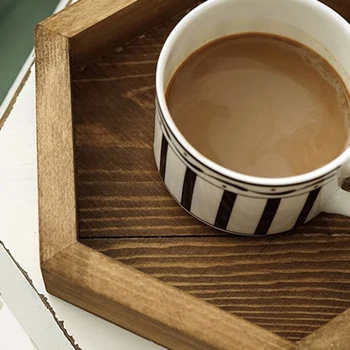 Hexagon Tava din Lemn lucrate Manual 30CM Voinic-de Cafea din Lemn Placă de Decor de Masă Desert Machiaj Bijuterii Titular