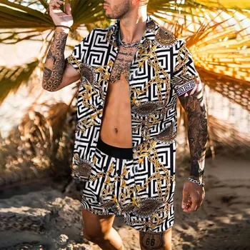 Hawaiian Mens de Imprimare Set Maneca Scurta Tricou Casual de Vara Tricou Florale Plaja, un Costum 2021 Noua Moda pentru Bărbați Seturi S-3XL