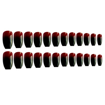 24buc/Set Moda Terminat Sicriu Unghii False Amestecat Rosu Negru Gradient de Unghii False cu Lipici Complet Unghii Artificiale Decal Arta Sfaturi