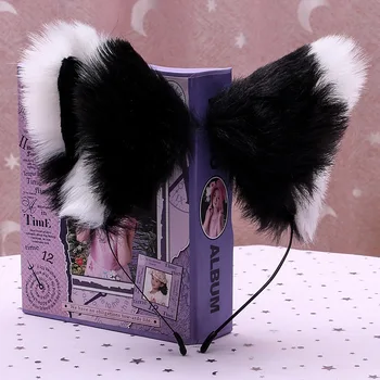 Pisica Drăguț Vulpe Blană De Păr În Urechi Cercuri Anime Lolita Cosplay Hairband Blana Benzi Bell Clipuri Fete Accesorii De Par Ureche Banda De Păr