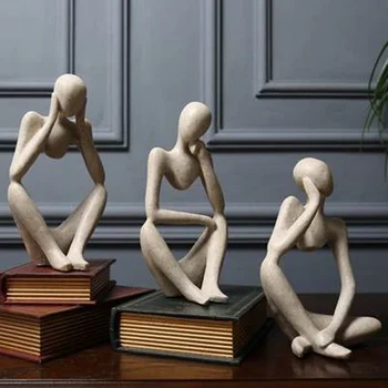 Forgetive Rășină Statui Abstracte Creative Gânditor Oameni Sculpturi, Figurine Miniaturale Ambarcațiuni Office Home Decor Accesorii