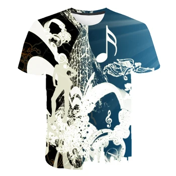 Amuzant 3D Da Vinci Chitara Bărbați T-shirt Trupa de Rock Retro Grafice Muzica Noutate Haine de Strada de Vara cu Maneci Scurte Tricou Copii