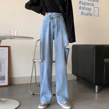 Femei Blugi cu Talie Înaltă Largi Picior Denim Pantaloni sex Feminin Streetwear Y2K Mama a Rupt Blugi Prietenul Harajuku Jos Pantaloni Casual 2021