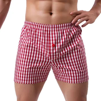 2021 Bărbați Chiloți Boxer Pantaloni Scurți Largi Respirabil Sleepwear Trunchiuri Carouri Bărbați Pantaloni Scurți Lenjerie Chilotei Chiloți Bărbați Îmbrăcăminte
