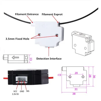 MEGA Imprimantă 3D cu Filament Rupe Modulul de Detecție Cu 1M de Cablu Bătaia Senzor Material Bătaia Detector Pentru Ender 3 CR10 Imprimantă 3D