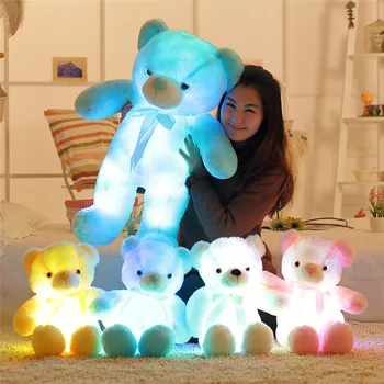 LREA 1 buc 50cm cojines de pluș ursul Desene animate Creative Lumina LED-uri pentru Copii ca o jucărie sau adulți lenjerie de pat perne