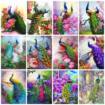 Huacan 5d Diamant Pictura Kituri Complete de Păun Broderie Mozaic Animale Picturi Flori Pentru Interior Diamant Imagini