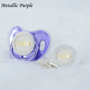 MIYOCAR negru Metalic personalizat bling suzeta si suzeta clip set BPA free dummy bling unic cadou copil de dus