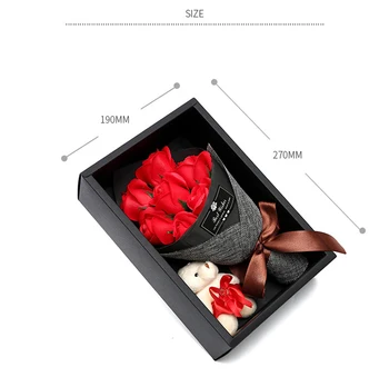 7pcs/set Romantic Rose Săpun Capete de Flori Artificiale Flori cu Urs de Pluș Cutie de Cadouri Ziua Îndrăgostiților, Ziua Mamei, Cadouri Flori