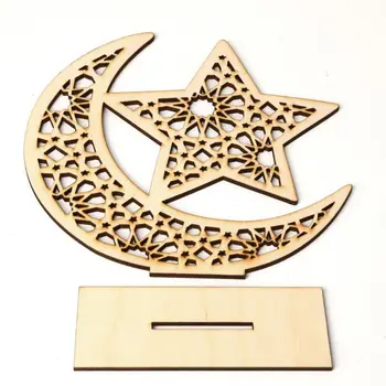 Lemn Eid Mubarak Musulman Ramadan Luna Steaua Placa Pandantiv Decor Ornament DIY Acasă Consumabile Partid LXAC