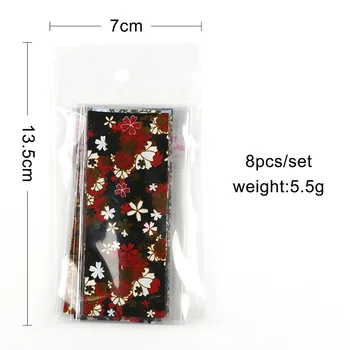 8pc/sac de Unghii Folii Holografice de Flori Colorate Împachetări Amestecat Modele Autocolante Nail Art Transfer poloneză Decorare Manichiura 4*20cm