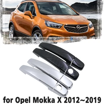 Fibra de Carbon negru mâner Sau Laterale Cromate Capac Ușă Tapiterie Set pentru Opel Vauxhall Mokka X Buick Encore 2012~ 2019 Accesorii Auto
